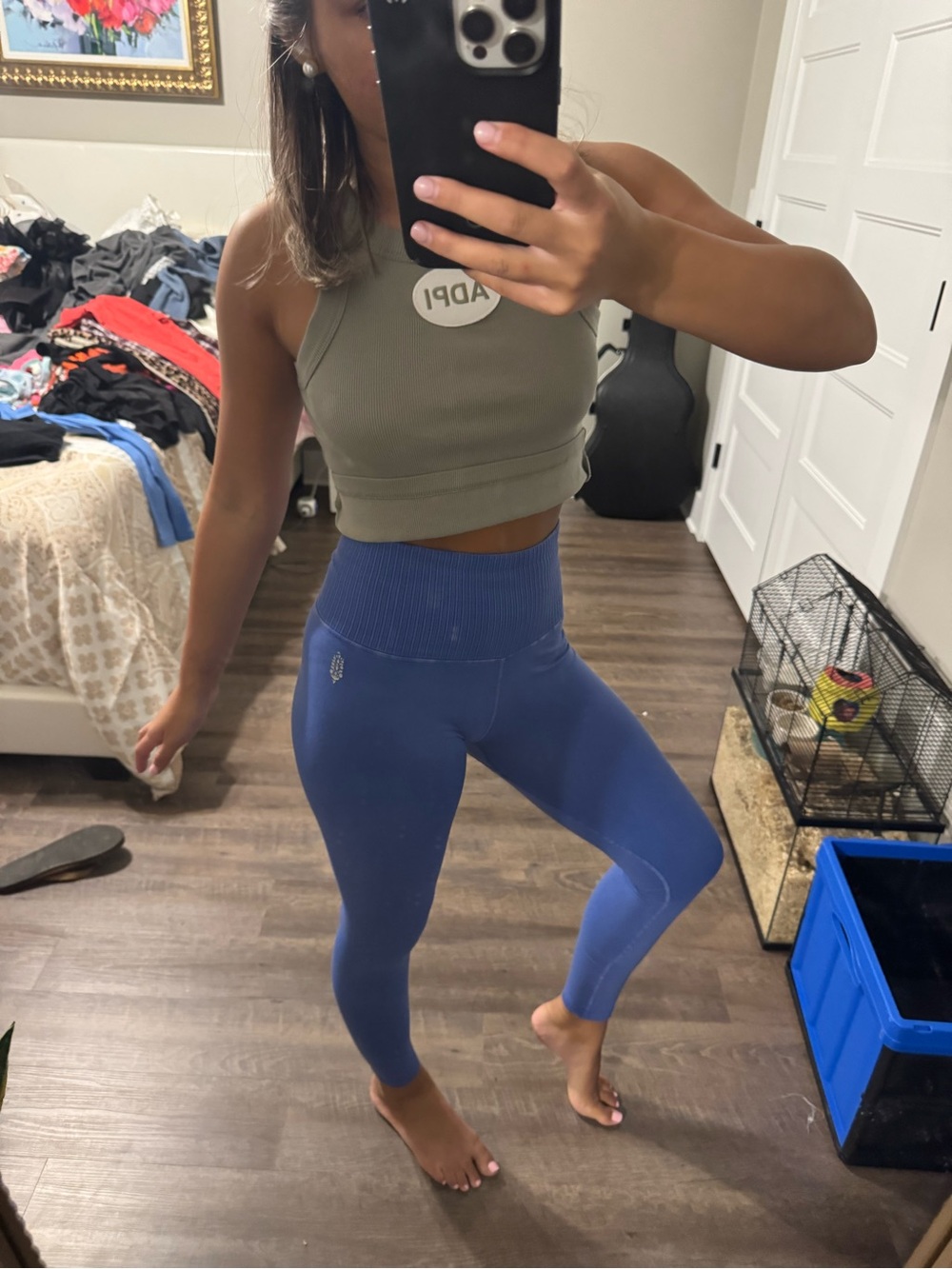 FREE PEOPLE Blue High-Waist Seamless Leggings